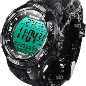 10 ATM Digital Submersible Unisex adult Diving Watch 100m Water Resistant Swimming Sport Wristwatch Luminous LCD Screen with Stopwatch Alarm Function