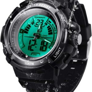 100m Underwater Digital Diving Watch for Men Women Swimming with Stopwatch, Dual Time Zone Display, 12/24 Hour Format Selectable