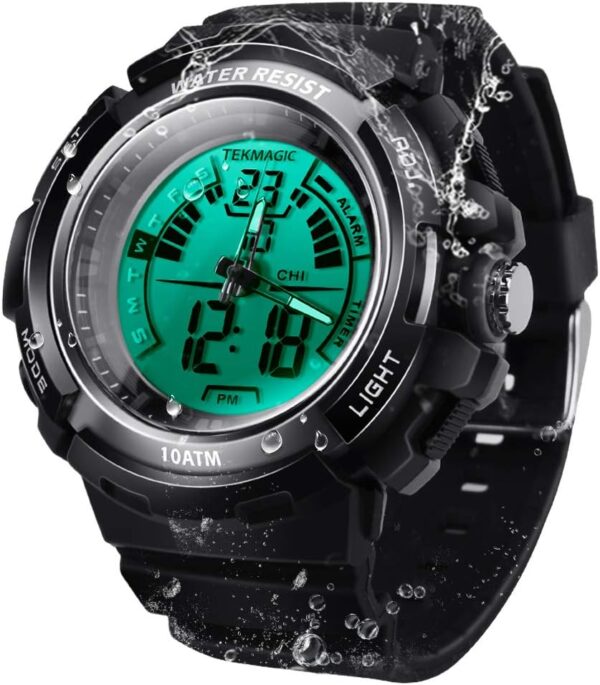 100m Underwater Digital Diving Watch for Men Women Swimming with Stopwatch, Dual Time Zone Display, 12/24 Hour Format Selectable