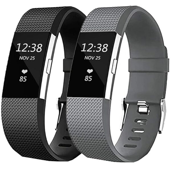 2 Pack Compatible with Fitbit Charge 2 Bands for Women Men, Soft Breathable Sports Adjustable Fitbit Charge 2 Replacement Bands for Women Men