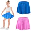 2 Pack Girls Athletic Flowy Shorts with Pockets Butterfly Running Active Workout Sports Elastic Waist Skorts for Kids