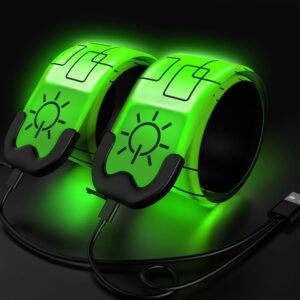 2 Pack LED Armband Rechargeable, Running Lights for Runners, Running Lights, Reflective Running Gear Light Up Armband High Visibility LED Wristband Lights for Running Walking