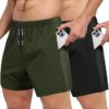 2 Pack Men's Gym Workout Shorts - 5'' Quick Dry Athletic Running Shorts for Casual Basketball with Zipper Pockets