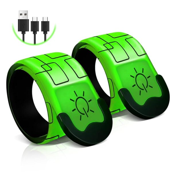 2 PCS LED Armband Rechargeable for Running Walking Cycling, 2024 Version Light Up Armbands for Runners, Running Lights, High Visibility Reflective Running Gear Adjustable for...