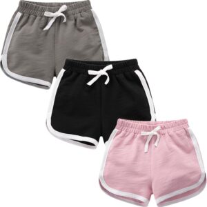 3 Pack Little Big Girls Running Athletic Cotton Shorts toddler Kids Workout Dance Dolphin Short