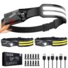 3 Packs 2 LED Headlamp Rechargeable HeadLamps for Adults, 7 Modes Head Light Sensor Mode 230° Wide Beam Headlight Waterproof Camping Accessories Gifts for Hiking Running...