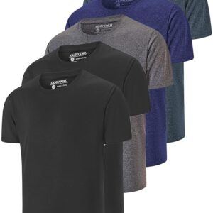 5 Pack Men's Dry Fit T Shirts, Athletic Running Gym Workout Short Sleeve Tee Shirts for Men