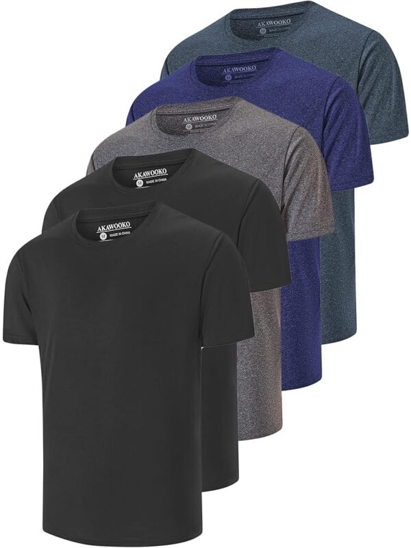 5 Pack Men's Dry Fit T Shirts, Athletic Running Gym Workout Short Sleeve Tee Shirts for Men