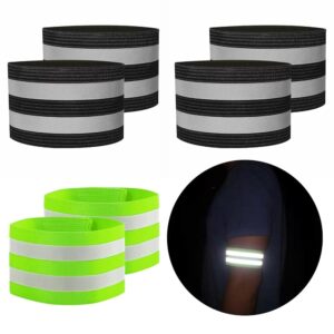 6 PCS Reflective Band for Night Running Walking, Reflective Bands for Arm/Leg, Night Safety Wrist Band for Cycling Walking Running Concert Camping Outdoor Sports(Black and Green)