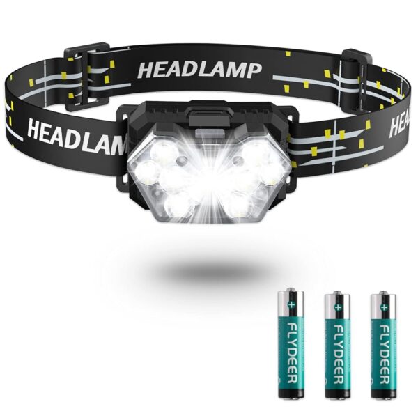 9 LED Headlamp 2000 Lumens 1 Pack, Super Bright Head Lamp with 3 AAA Batteries, 6 Modes, Lightweight and Adjustable, IPX5 Waterproof Headlight for Kids Adults Camping, Outdoor,...