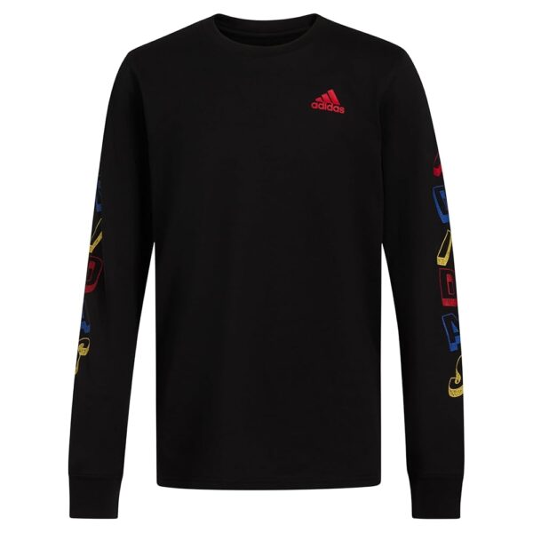 adidas Boys' Long Sleeve Cotton Small Logo T-Shirt