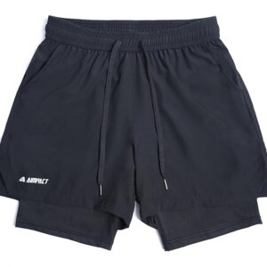 AIMPACT Men’s 2 in 1 Running Shorts 7" Quick Dry Gym Athletic Workout Shorts for with Phone Pockets