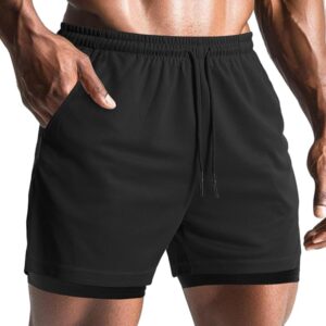 Aolesy Men's Gym Shorts with Liner - 5” Lightweight Running Shorts Mesh Workout Athletic Shorts with 5 Pockets