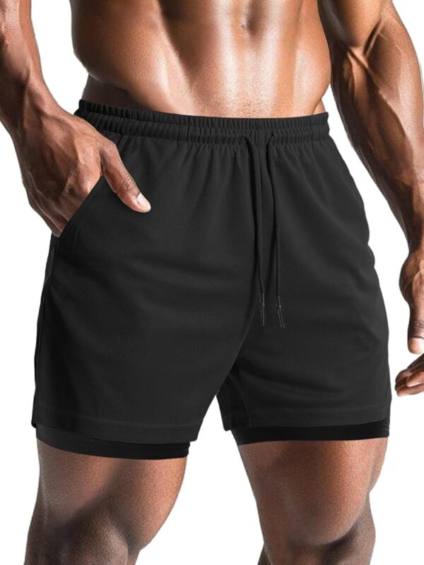 Aolesy Men's Gym Shorts with Liner - 5” Lightweight Running Shorts Mesh Workout Athletic Shorts with 5 Pockets