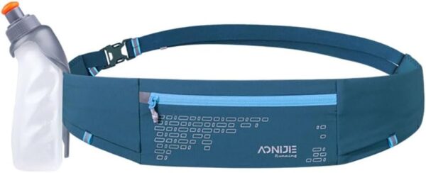 AONIJIE Hydration Running Belt with 250ML Water Bottle for Women and Men Hands-Free & Reflective Sports Waist Pack for Working Out (blue)