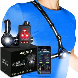 AVANTO SOLX1 Pro Chest Light, Original, USB-C, Smart Running Lights for Runners with Safety Courses, Running Headlamp Flashlights, Walking Light for Night Walking, Safety Light,...