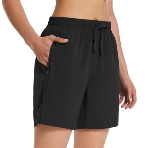 BALEAF Women's 7" Long Running Shorts No Liner Zipper Pockets Quick Dry Athletic Workout Shorts