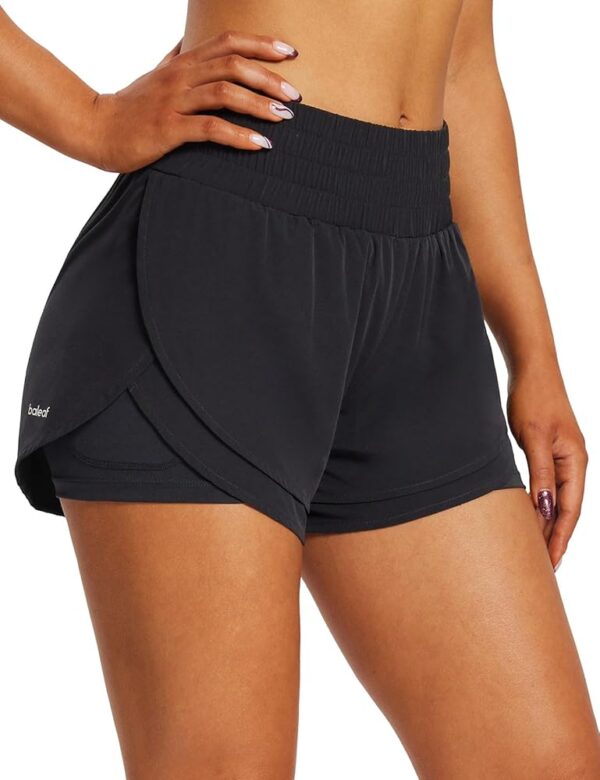 BALEAF Women's Workout Running Shorts 2 in 1 Spandex High Waisted 3" Athletic Shorts with Liner Pockets