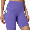 Biker Shorts Women Tummy Control 8" No Front Seam High Waist Yoga Gym Workout Running Volleyball Shorts with Pockets