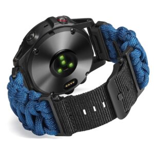 BINLUN Compatible with Garmin Watch Band 20mm/22mm/26mm 550 Paracord Rugged Military Braided Nylon Watch Strap Design for Garmin Fenix/Fit for Forerunner for MARQ for Descent