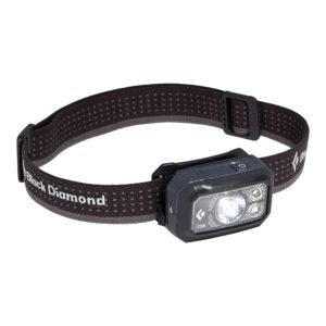 BLACK DIAMOND Storm 400 LED Headlamp (Graphite) Dimmable and Waterproof Headlamp for Camping, Hiking, Running, with Red Light Headlamp Mode