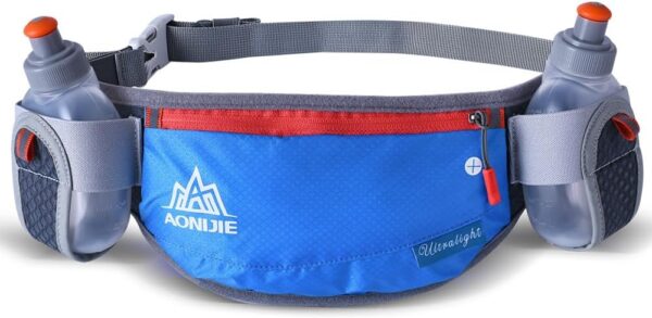 Bluefield 2 w/Water Bottle Waist Pack Non-Shaking Lightweight Running Belt Hydration BeltFor Running, Cycling, Hiking, Walking (Blue)