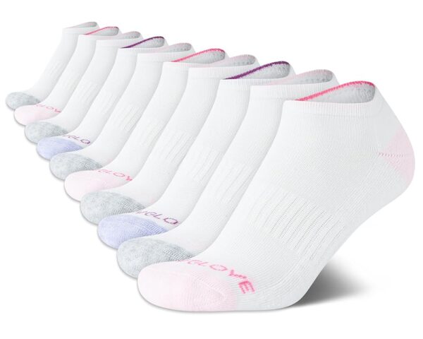 Body Glove Girls' Socks - 10 Pack Performance Cushion Athletic No Show Ankle Socks - Kids Low Cut Running Socks for Girls