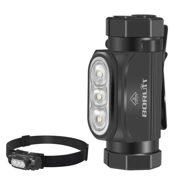 BORUIT Headlamp Flashlights Rechargeable,1150 Lumen Bright 3 LED Head Lamp with 6 Modes for Forehead,Mini Flashlight with Clip IP68 Waterproof Headband Headlights for...