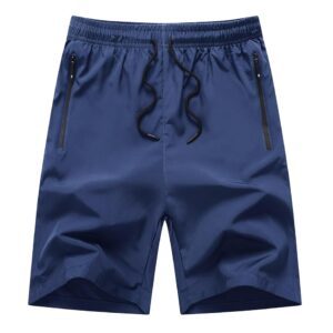 Boys Running Shorts Quick Dry Lightweight Athletic Shorts with Zipper Pockets for Workout Gym Training Outdoor