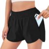 Buauty Womens Athletic Running Shorts with Zipper Pocket Workout Gym High Waisted Quick Dry Yoga Hiking Active Shorts