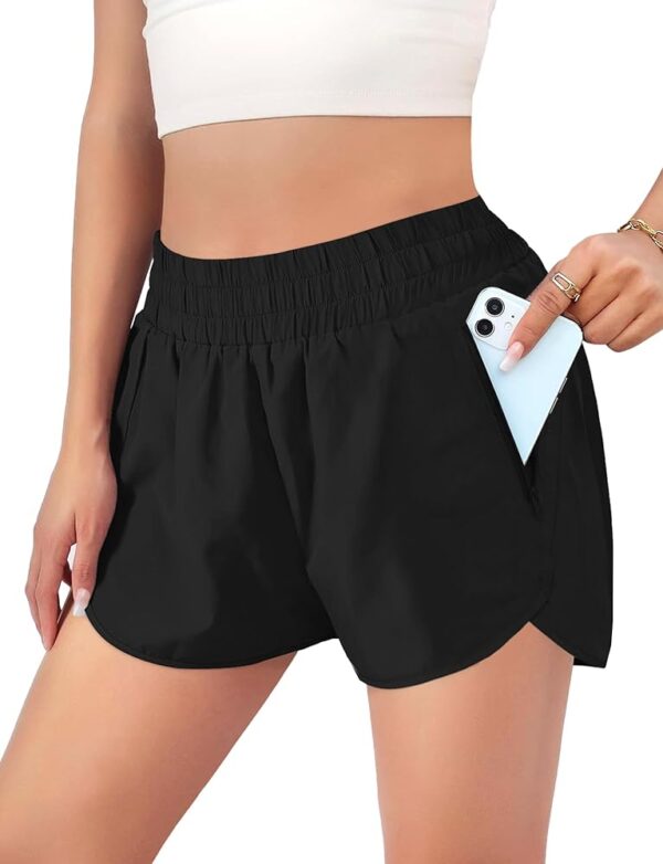 Buauty Womens Athletic Running Shorts with Zipper Pocket Workout Gym High Waisted Quick Dry Yoga Hiking Active Shorts