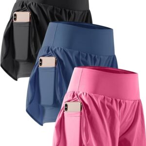 CADMUS 2 in 1 Women's Workout Shorts for Athletic Gym Running Shorts with Phone Pockets