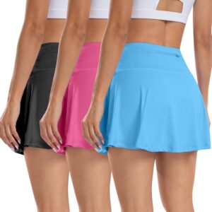 CHRLEISURE Women Tennis Golf Skirt with Pockets - High Waisted Golf Pleated Athletic Workout Dress Running Skort