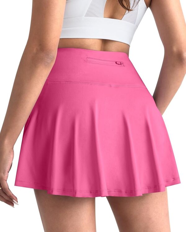 CHRLEISURE Women's Tennis Golf Skirt with Shorts, 5 Pockets Athletic Sports Running Workout Flowy Skorts