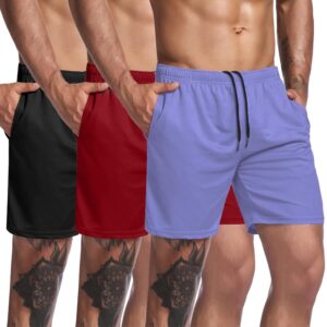 COOFANDY Men's 3 Pack Workout Gym Shorts Mesh Athletic Shorts Lightweight Bodybuilding Training Short Pants with Pockets