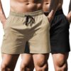 COOFANDY Men's Running Athletic Shorts 5 Inch 2 Pack Gym Workout Shorts Fitted Exercise Hiking Shorts with Zipper Pocket