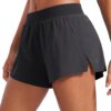 CRZ YOGA Athletic Running Shorts for Women V Split Low Waisted Lightweight Gym Workout Athletic Shorts with Liner