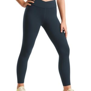 CRZ YOGA Girls Butterluxe Crossover Athletic Leggings - High Waist V Cross Kids Lounge Pants Yoga Active Dance Running Tights