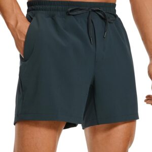 CRZ YOGA Men's Linerless Workout Shorts - 5'' Lightweight Quick Dry Running Sports Athletic Gym Shorts with Pockets