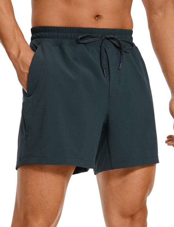 CRZ YOGA Men's Linerless Workout Shorts - 5'' Lightweight Quick Dry Running Sports Athletic Gym Shorts with Pockets