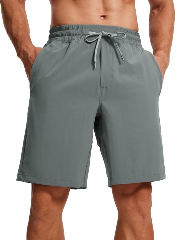 CRZ YOGA Men's Linerless Workout Shorts - 9'' Quick Dry Running Sports Athletic Gym Shorts with Pockets