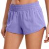 CRZ YOGA Women's Running Shorts Low Waisted 2.5" - Mesh Liner Quick Dry Track Gym Athletic Workout Shorts with Zip Pocket