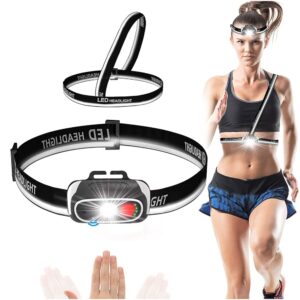 DanByte USB Rechargeable Running Headlamp, 2 in 1 LED Chest Headlamp with Red Light and Motion Sensor for Runner,IPX6 Waterproof,Lightweight,Adjustable Reflective Headlight...