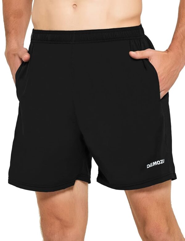 DEMOZU Men's 5 Inch Running Tennis Shorts Quick Dry Workout Gym Athletic Shorts with Pockets