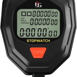 Digital Sports Stopwatch Timer, 100Lap /Split Memory Stopwatch Timer Clock, Large Display Waterproof Shockproof On Off Mute Function with Lanyard for Swimming Running Sports...