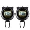 Digital Stopwatch Timer, Large Display with Clock and Date, No Alarm Function, Simple Stopwatches for Sports Coaches Running Swimming Kids Training-2 Pack Black