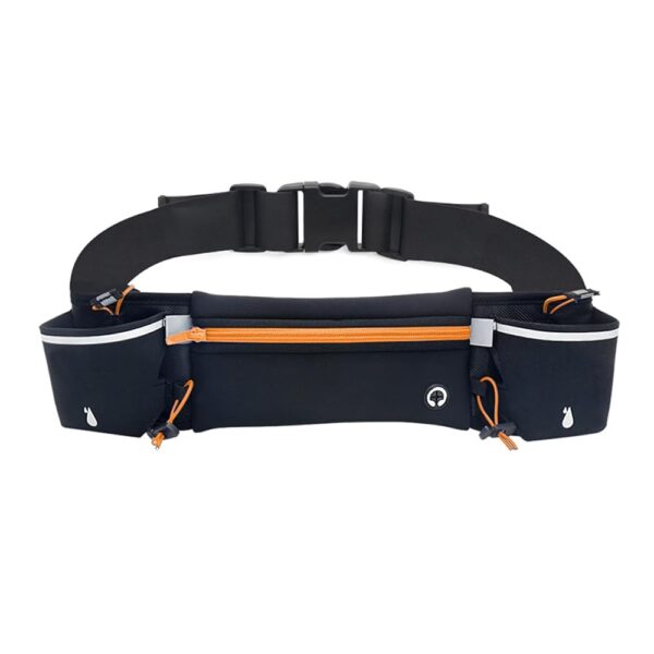 Double Pocket Running Belt Bag with Reflective Strips Waterproof Outdoor Sport Waist Pack Exercise Fitness Phone Bag, Orange, As shown in the picture