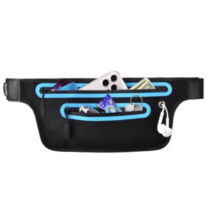 Fanny Pack for Women Men, Running Belt with 2 Pockets Waterproof Hands-Free Waist Bag Pack Reflective Runner Pouch Belt Cell Phone Holder for Running Hiking Travel Workout...