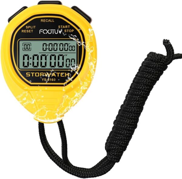 FCXJTU Digital Waterproof Stopwatch, 60Laps Split Memory Stopwatch, No Clock, No Calendar, No Alarm, Simple Silent Large Display Stop Watch for Sports Swimming Training Coaches...