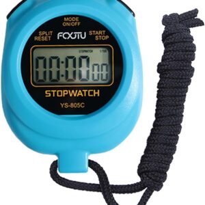 FCXJTU Sports Simple Stopwatch, Digital Single Lap/Split Memory Stopwatch Countdown Timer, On/Off, AAA Battery(Included), Child Friendly for Training Kids Coaches Blue